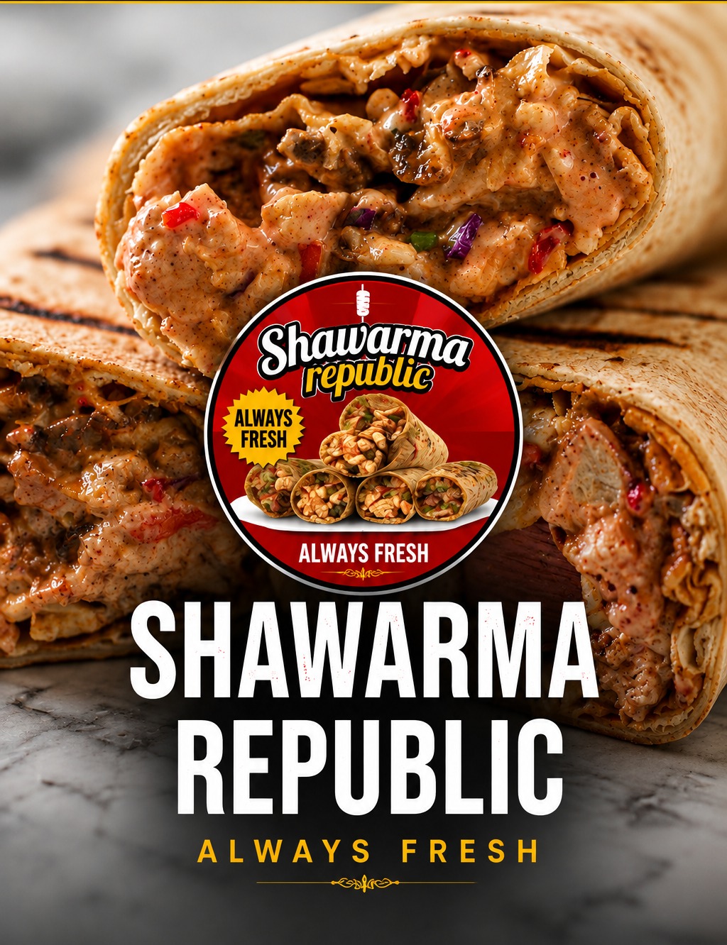 Shawarma Republic — always fresh chicken and beef shawarma wraps
